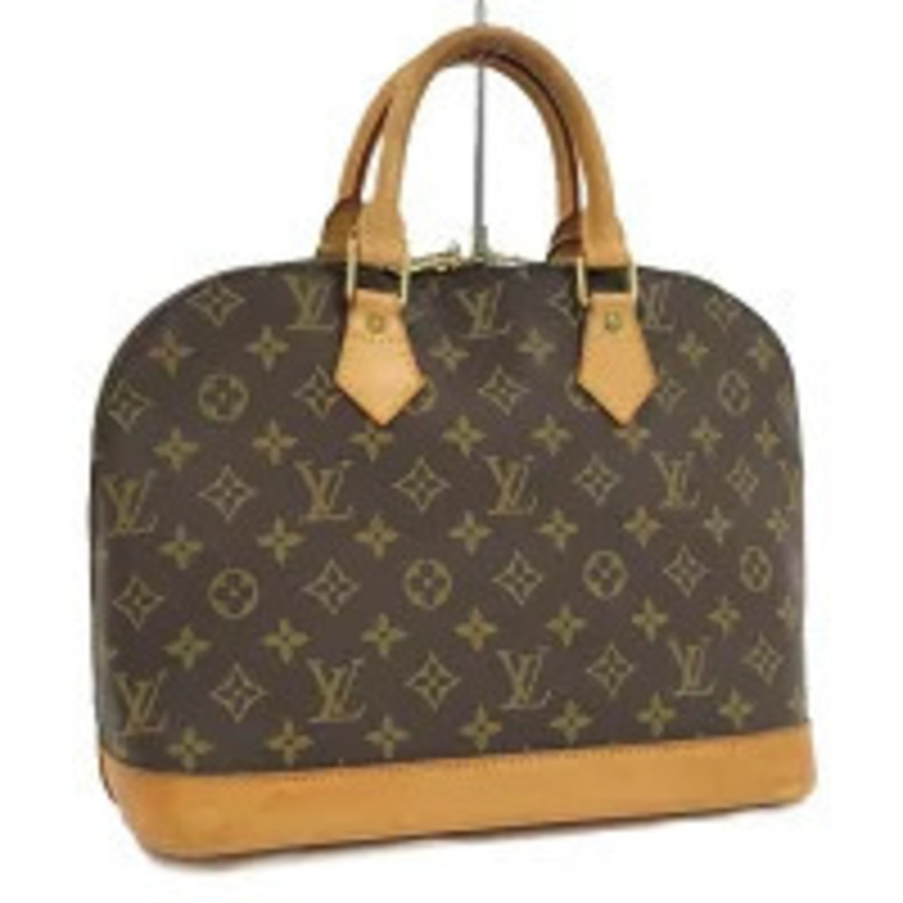 LOUIS VUITTON Alma Monogram Handbag Leather Brown